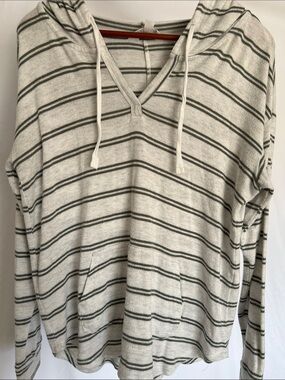 Market & Spruce knit striped men’s hoodie sweater green natural M
